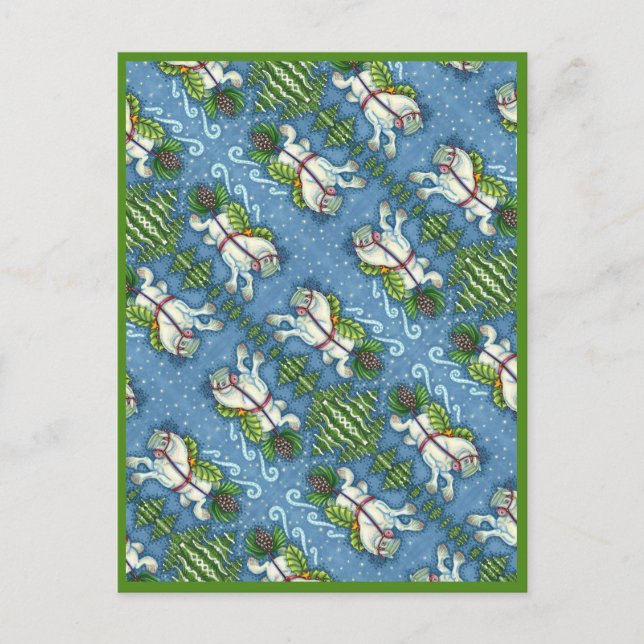 CARTÃO POSTAL GOLPE DE NATAL PULLING PINECONE SLEIGH (Frente)