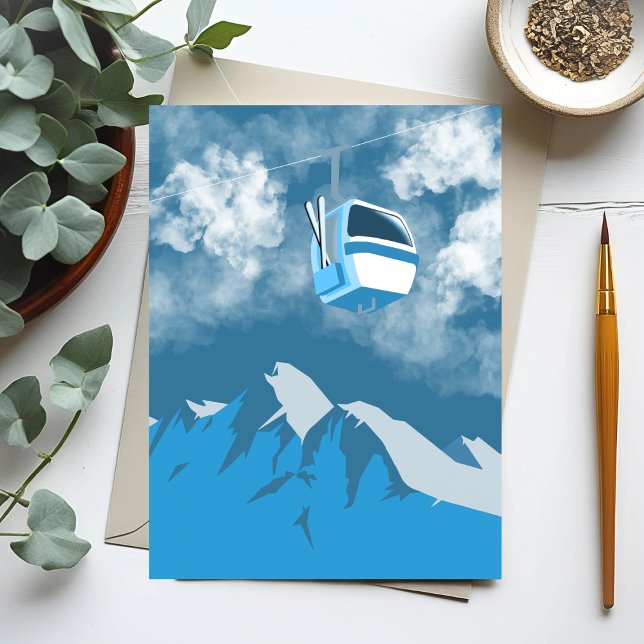 Cartão Postal Gondola Ride | Pintura de inverno na Montanha de E (Criador carregado)