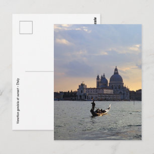 Cartão Postal Gôndola veneziana ao pôr do sol - Itália