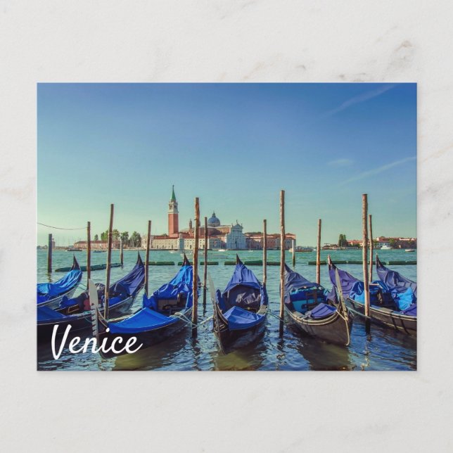 Cartão Postal Gondolas em Veneza, Itália (Frente)
