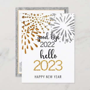 Cartão Postal Good Bye 2022 Hello 2023 Business Festive Firework