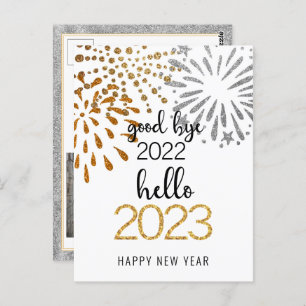 Cartão Postal Good Bye 2022 Hello 2023 Business Festive Firework