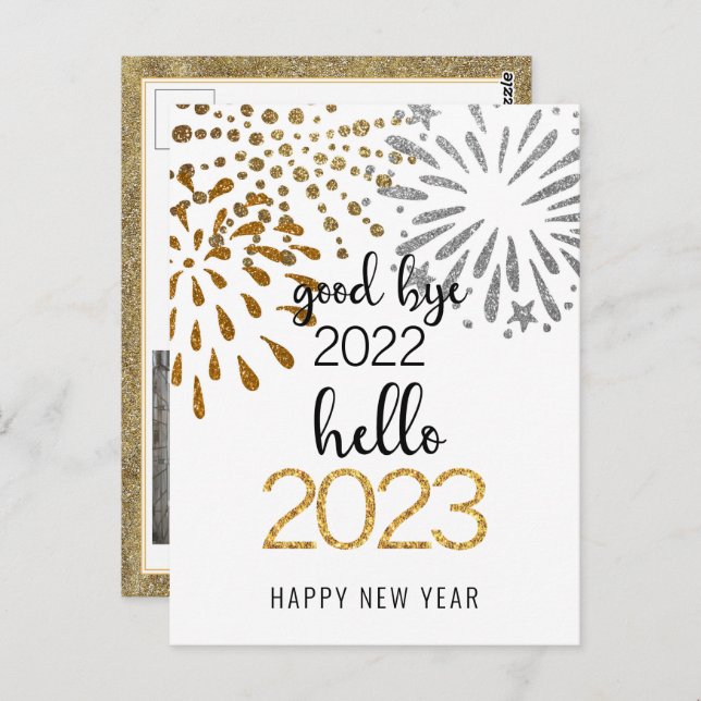 Cartão Postal Good Bye 2022 Hello 2023 Business Festive Firework (Frente/Verso)