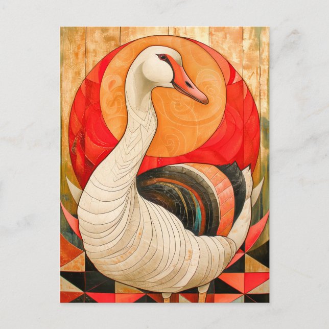 Cartão Postal Goose Totem – Protective Art Deco Spirit (Frente)