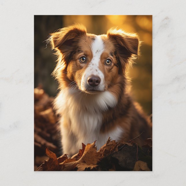 Cartão Postal Gorgeous Autumn Austrailian Shepherd (Frente)