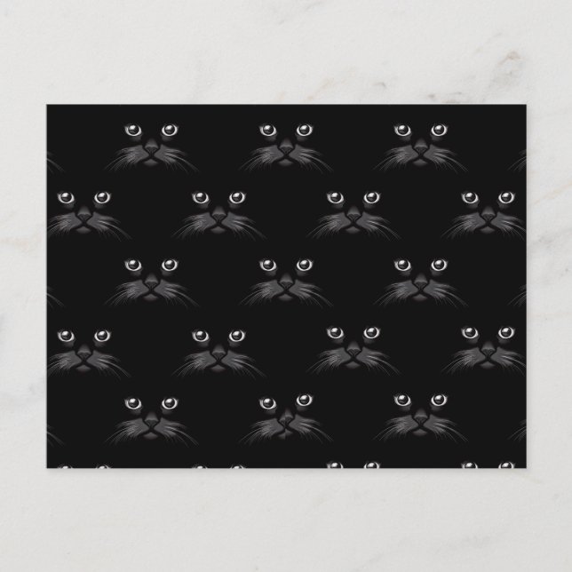 Cartão Postal Gorgeous Retro Black Cat Feline Pattern (Frente)