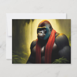 Cartão Postal Gorila com cachecol na selva