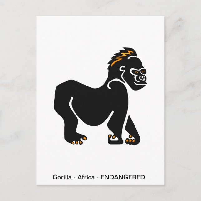Cartão Postal GORILLA - Ape - Primato - Vida Selvagem - Natureza (Frente)