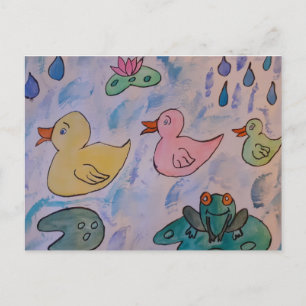 Cartão Postal Gotas de chuva em Ducklings