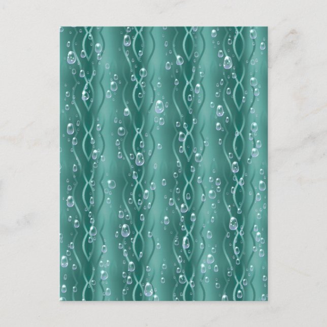 Cartão Postal Gotas de chuva em metal verde (Frente)