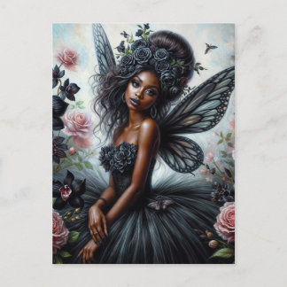 Cartão Postal Goth Fairy With Dark Skin