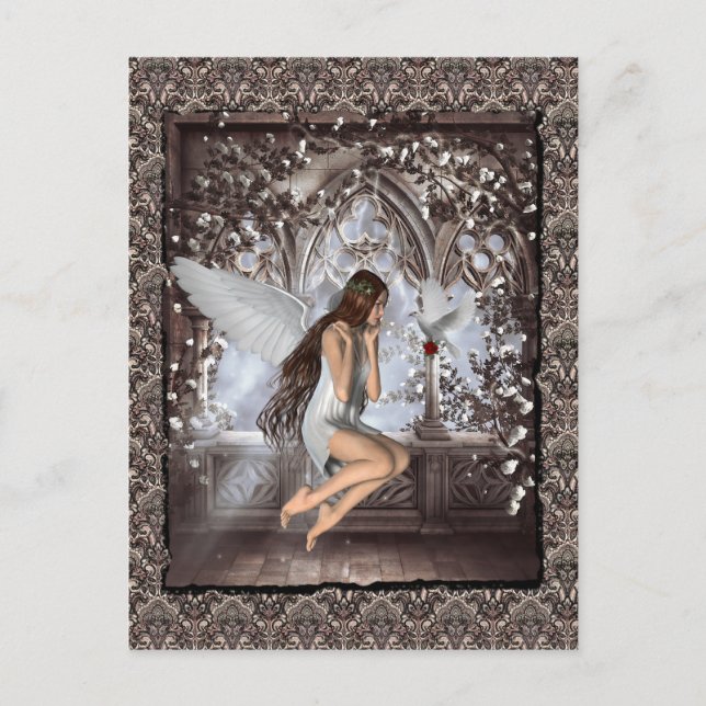 Cartão Postal Gothic Angel e sua pomba (Frente)