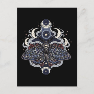 Cartão Postal Gothic Death Moth and Moon Phases