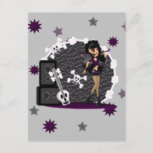 Cartão Postal Gothic Faerie com Violão Crânio