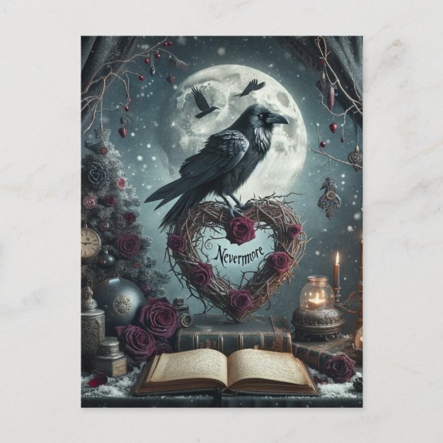 Cartão Postal Gothic Nevermore Raven (Frente)