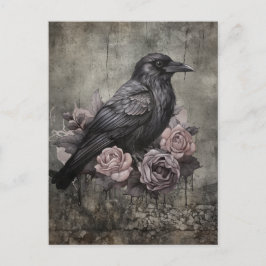 Cartão Postal Gothic Raven Dark Academia Moody