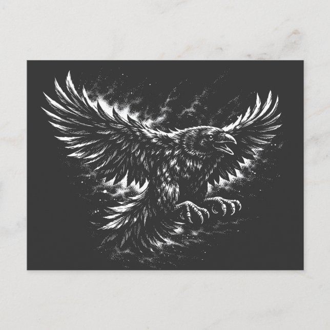 Cartão Postal Gothic Raven – por BurnsInHell (Frente)
