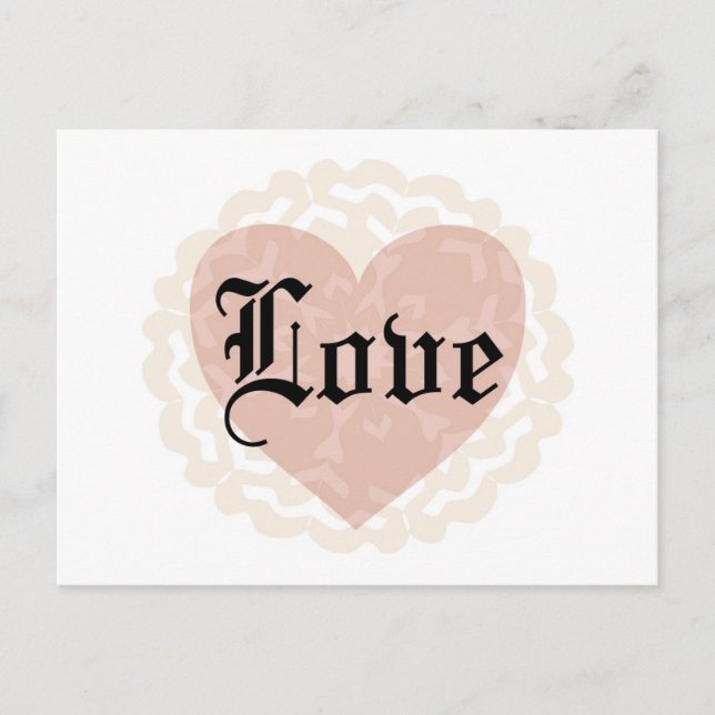 Cartão Postal Gothic Script Love with Heart (Frente)