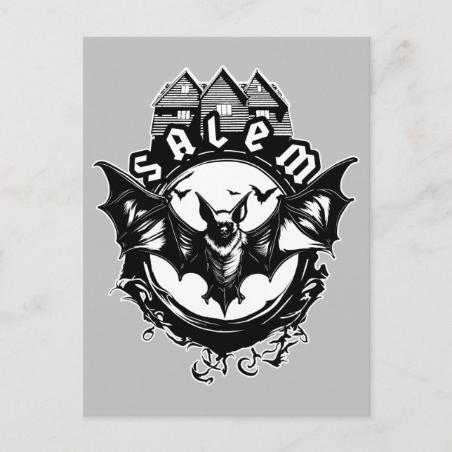 Cartão Postal Gótica Bat E Salem WitHouse (Frente)