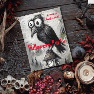 Cartão Postal Gótica Black Crow & Tower Spooky Festa de Hallowee