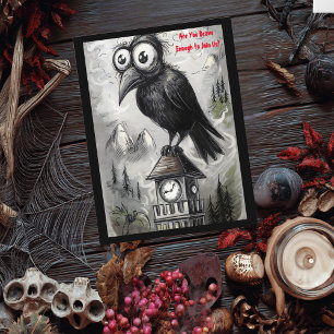 Cartão Postal Gótica Black Crow & Tower Spooky Festa de Hallowee