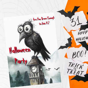 Cartão Postal Gótica Black Crow & Tower Spooky Festa de Hallowee
