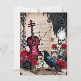 Cartão Postal Gótica Romântica Vintage Victoriana Elegante