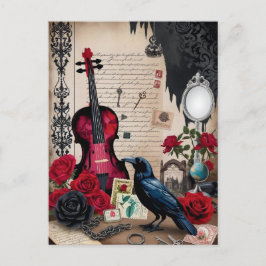 Cartão Postal Gótica Romântica Vintage Victoriana Elegante