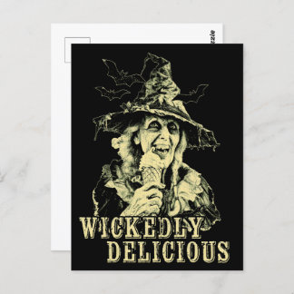 Cartão Postal Gótico de Verão, bruxa mimada com sorvete