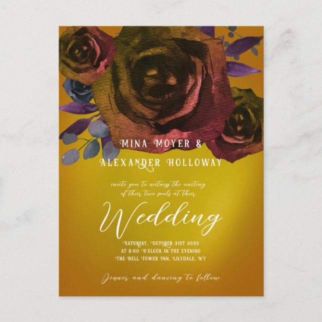 Cartão Postal Gótico moderno Rosas escuros QRC (Frente)