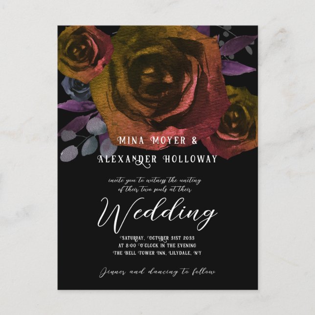 Cartão Postal Gótico moderno Rosas escuros QRC (Frente)