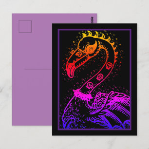 CARTÃO POSTAL GÓTICO PUNK ROCKER FLAMINGO, HÁBULAS, CABELO ESPIR