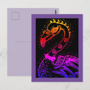 CARTÃO POSTAL GÓTICO PUNK ROCKER FLAMINGO, HÁBULAS, CABELO ESPIR