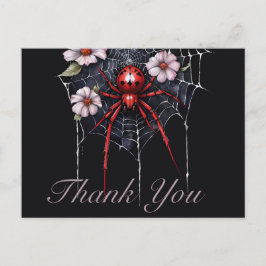 Cartão Postal Gótico Vermelho e Preto Floral Teia de Aranha Obri