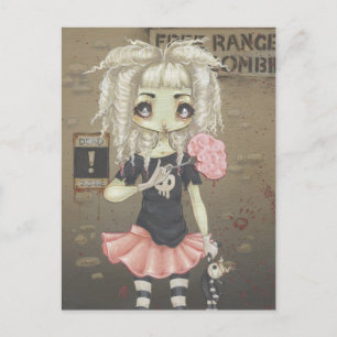 Cartão Postal Gótico Zombie, cartaz bonitinho, não morto, olho