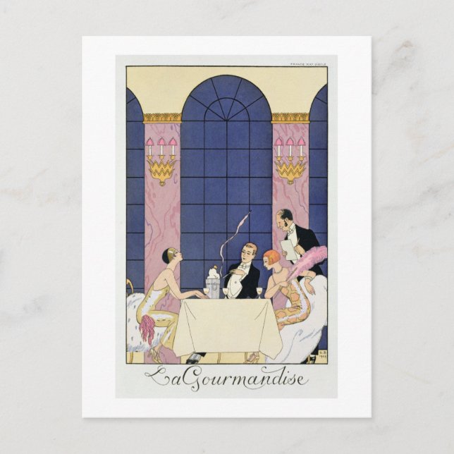 Cartão Postal Gourmands, 1920-30 (impressão de pochoir) (Frente)