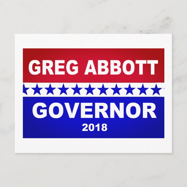 Cartão Postal Governador Greg Abbott Texas 2018 (Frente)