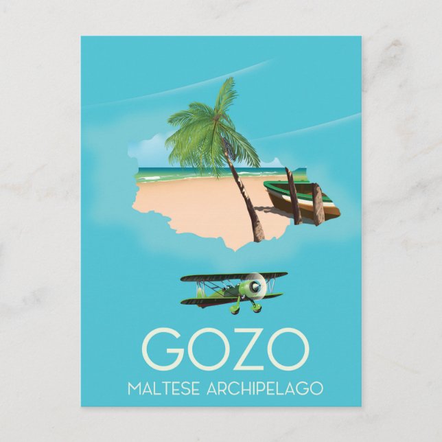 Cartão Postal Gozo, Poster de viagens de Mapa do Arquipélago Mal (Frente)