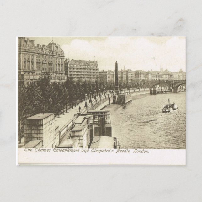 Cartão Postal Grã-Bretanha Antiga, Londres, Embankment 1900 (Frente)