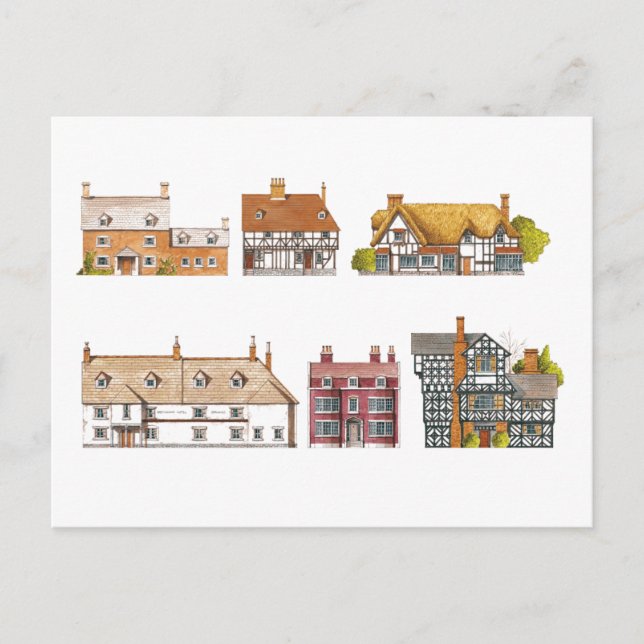 Cartão Postal Grã-Bretanha excelente. Casas rurais (Frente)