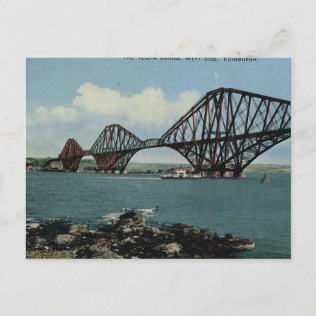 Cartão Postal Grã-Bretânia Antiga, Edimburgo, Ponte Forth (Frente)