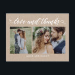 Cartão Postal Graças Ao Amor Obrigado Cartaz Kraft<br><div class="desc">Enviar sua nota de agradecimento será uma brisa com este obrigado e chique que você faz. Visite nossa sala de exposição de designs em WWW.BERRYBERRYSWEET.COM</div>