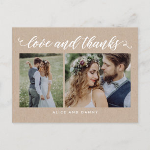 Cartão Postal Graças Ao Amor Obrigado Cartaz Kraft