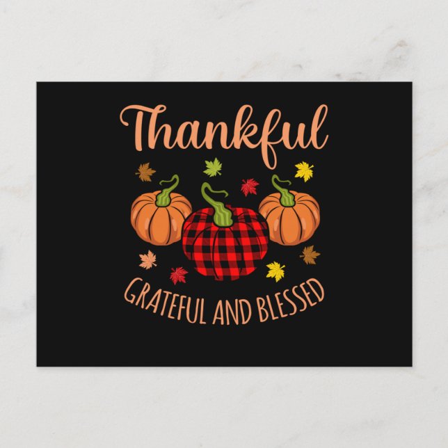 Cartão Postal Graças Grata Abençoada Ação de Graças à Turquia (Frente)
