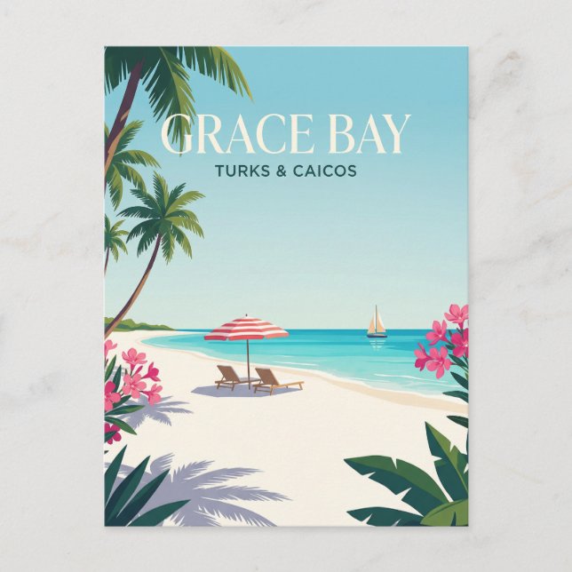 Cartão Postal Grace Bay Turcas e Caicos (Frente)
