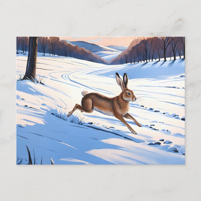 Cartão Postal Graceful Bounds of Hare : Full of Winter Joy (Frente)