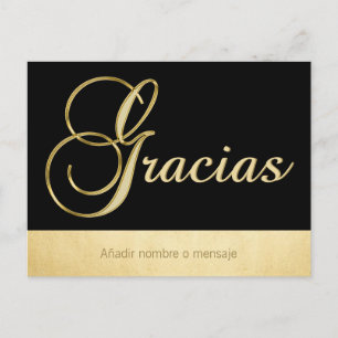 Cartão Postal Gracias personalizadas de Ocasião Dourada Elegante