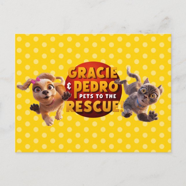 Cartão Postal Gracie & Pedro Adventure Await (Frente)