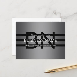 Cartão Postal Gradiente de Cinzas Moderna e faixas pretas horizo