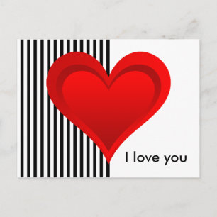 Cartão Postal Gradientes RED LOVE HEART + seu plano de fundo e i